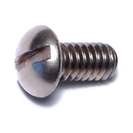Midwest Fastener 1/4"-20 x 1/2 in Slotted Round Machine Screw, Plain 18-8 Stainless Steel, 100 PK 04907